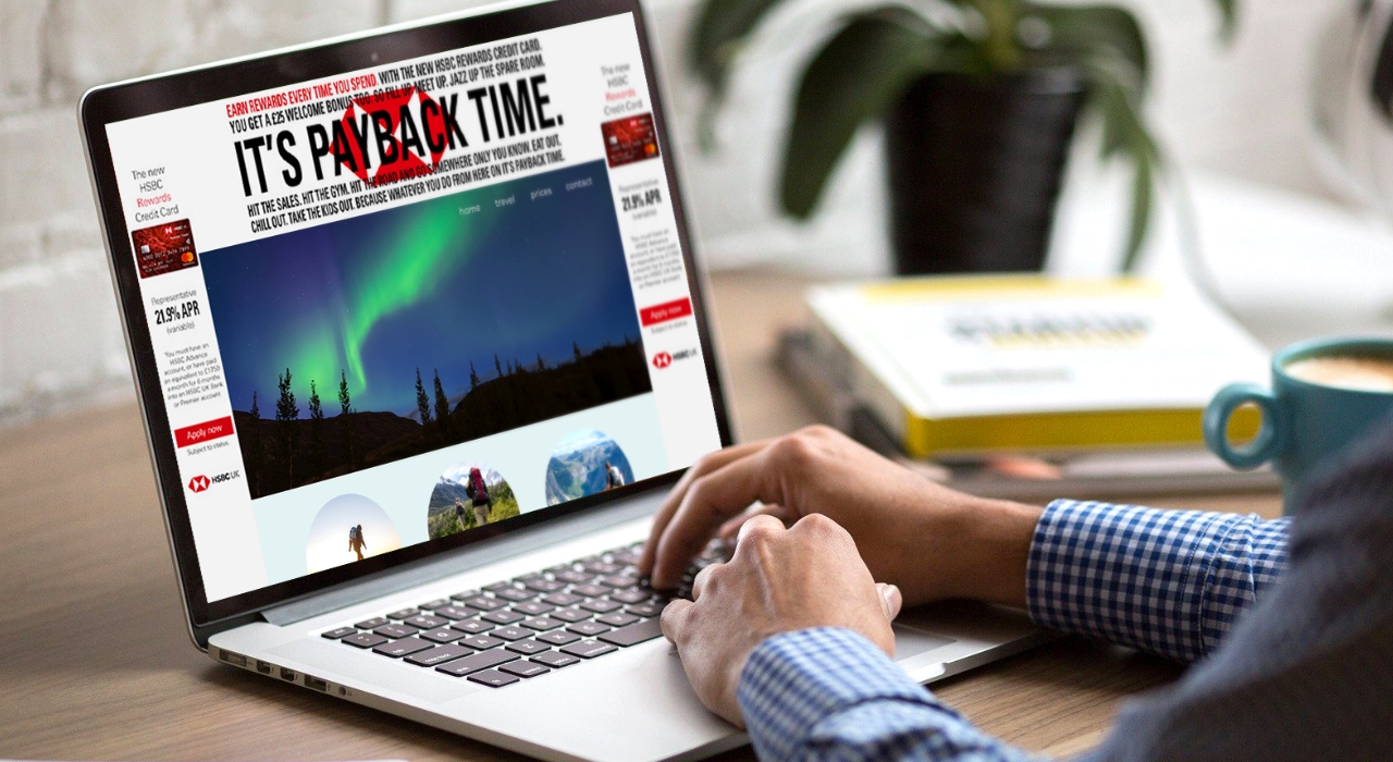 HSBC Payback Time digital ads on laptop
